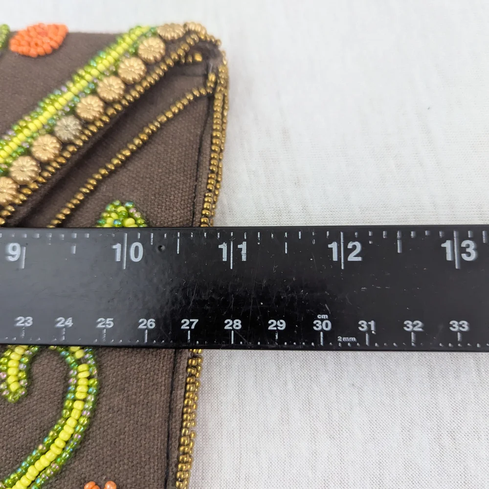 Vibrant Beaded Clutch with Embroidered Swirls